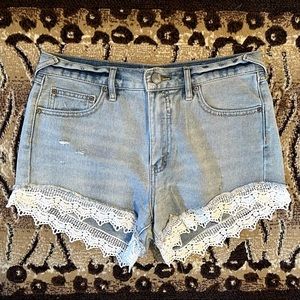 Free People denim shorts.